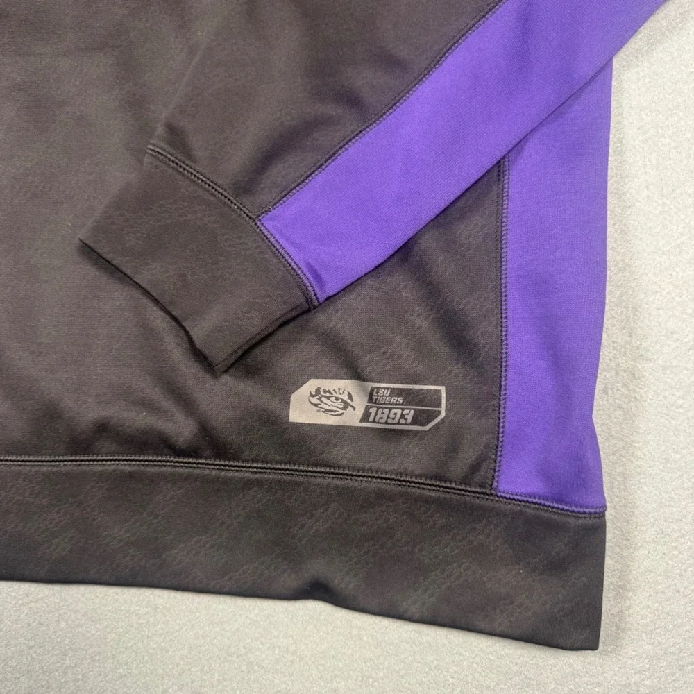 Nike LSU Tigers Therma-FIT Hoodie Mens XL Black Purple Colorblock Sweatshirt